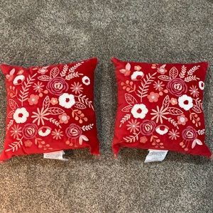 Red and Pink Floral Decorative Pillows